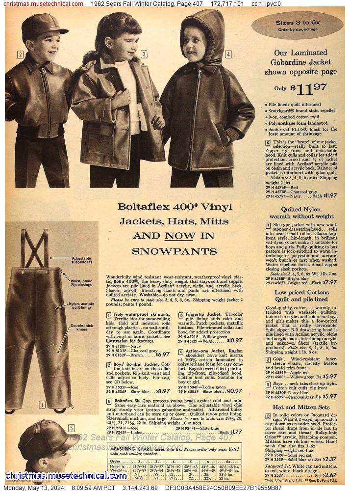 1962 Sears Fall Winter Catalog, Page 407