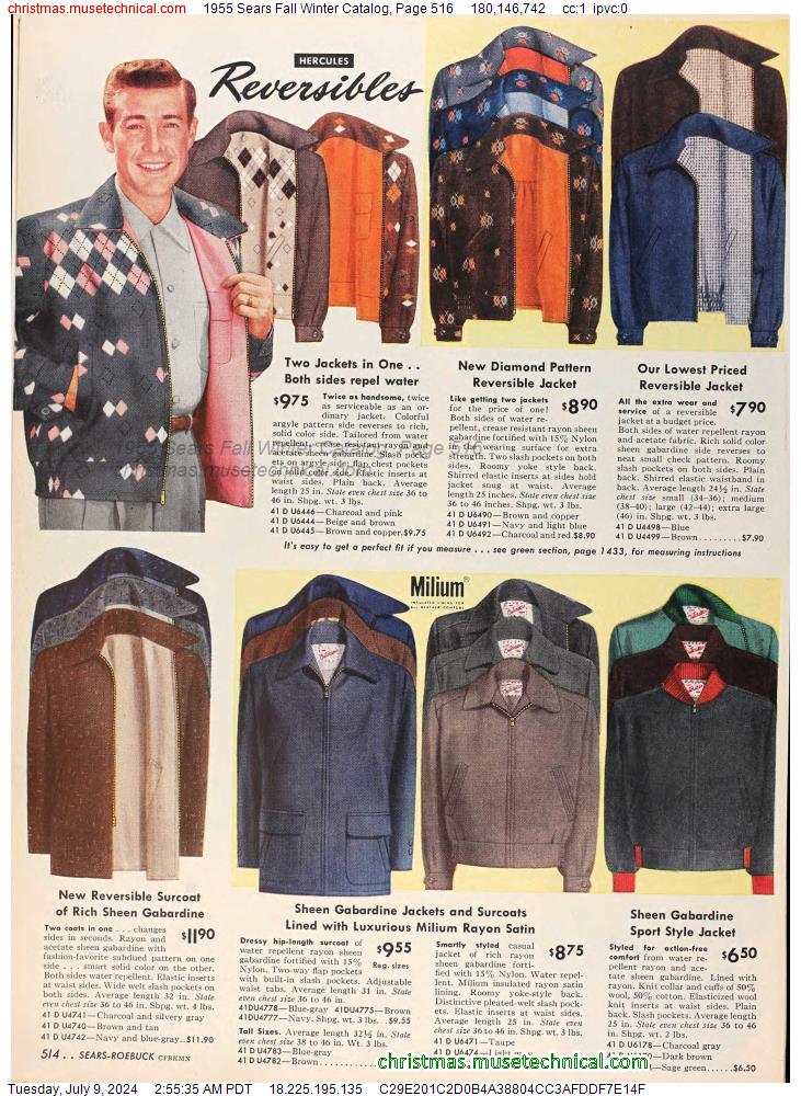 1955 Sears Fall Winter Catalog, Page 516