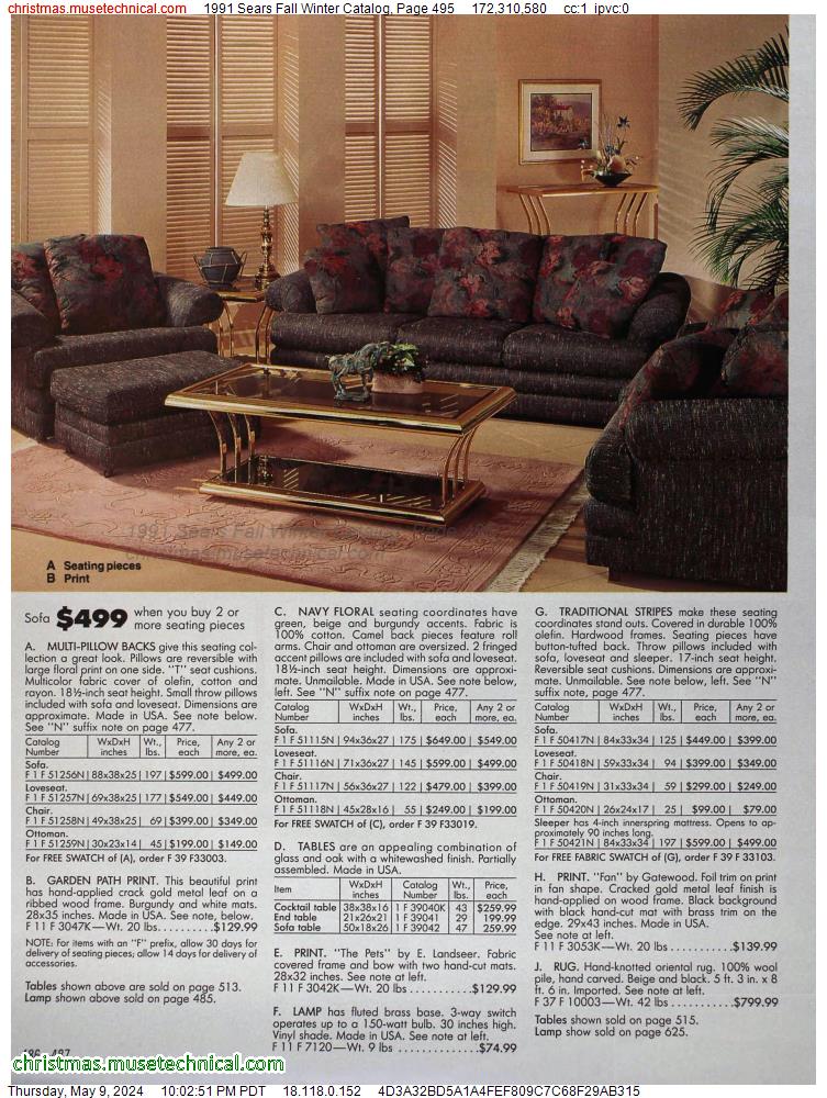 1991 Sears Fall Winter Catalog, Page 495