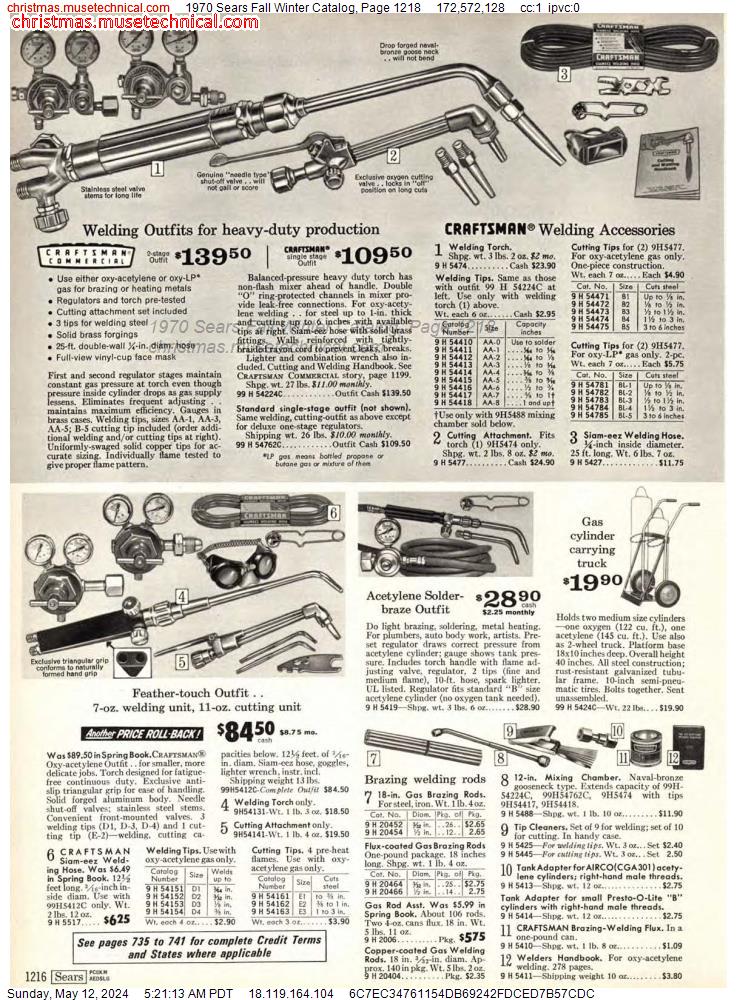 1970 Sears Fall Winter Catalog, Page 1218