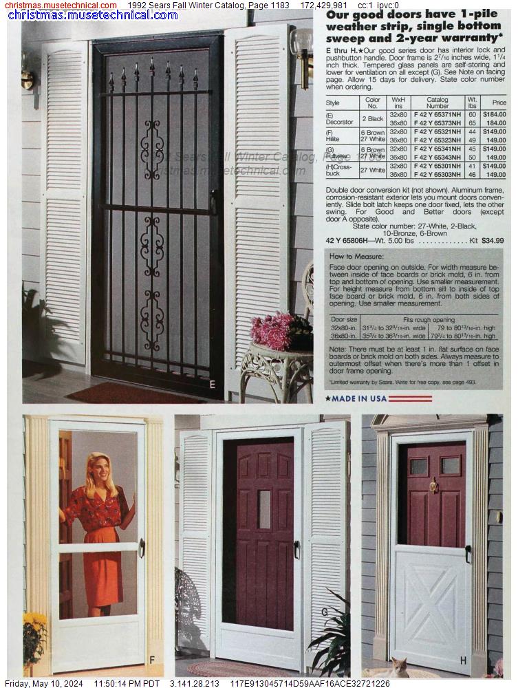 1992 Sears Fall Winter Catalog, Page 1183