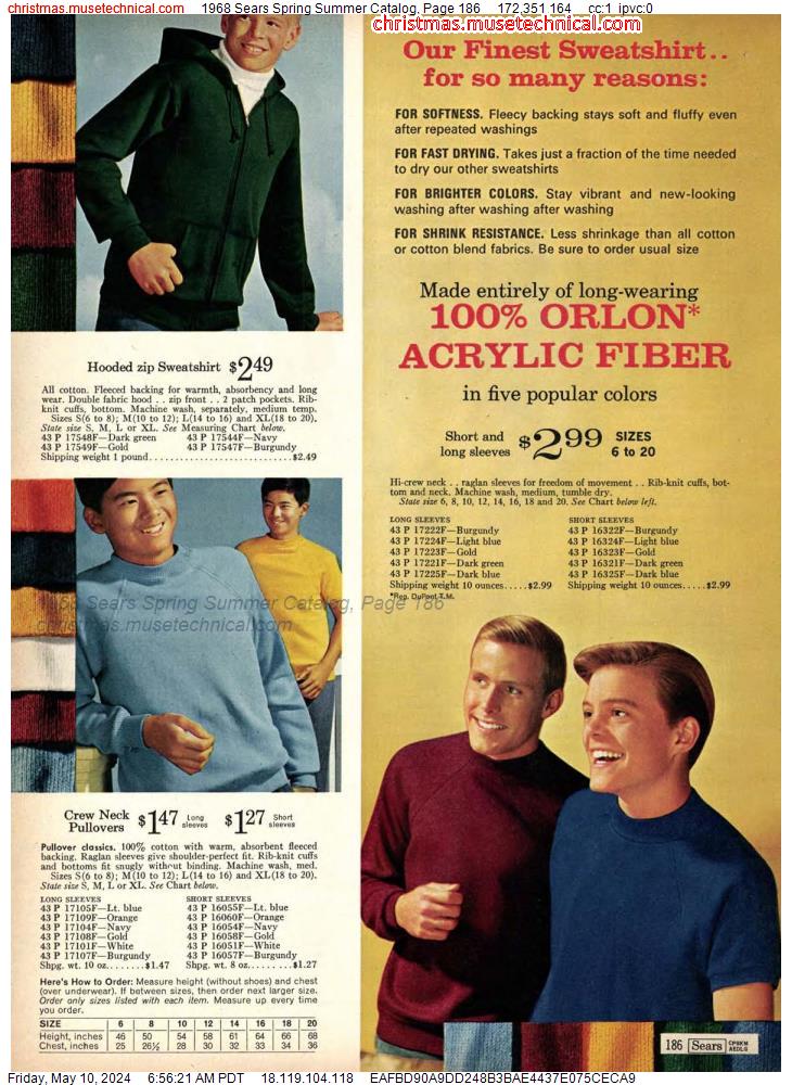 1968 Sears Spring Summer Catalog, Page 186
