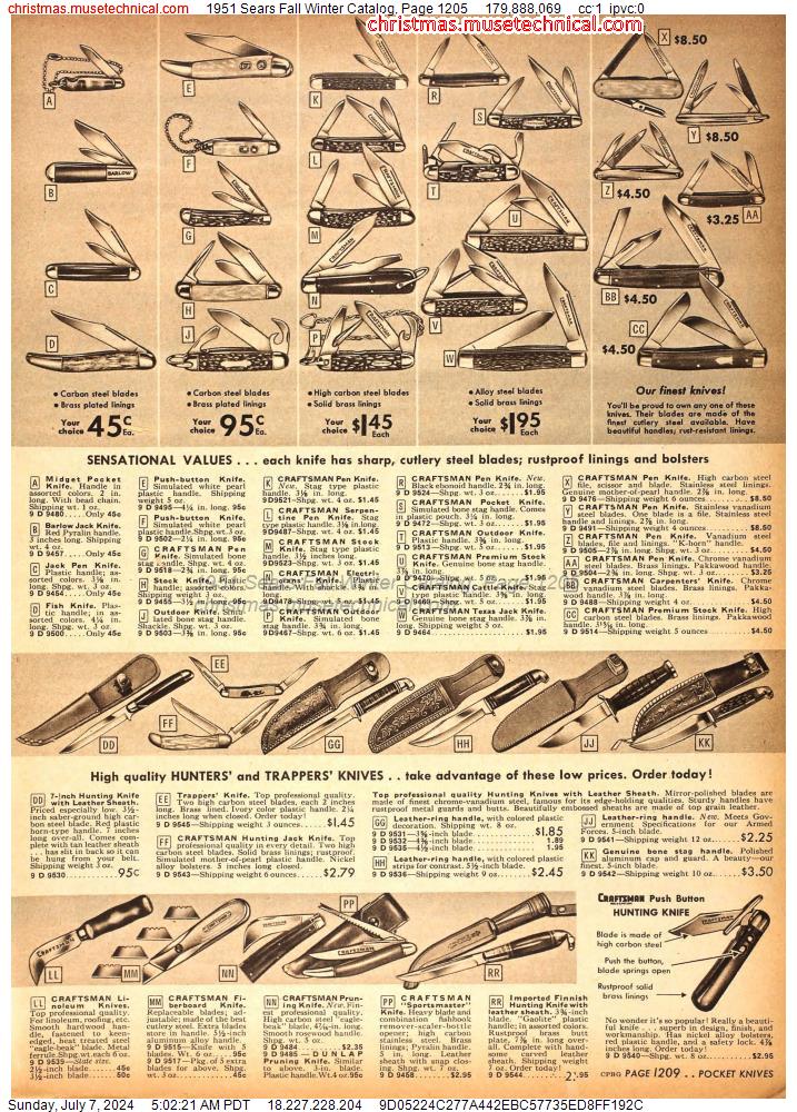 1951 Sears Fall Winter Catalog, Page 1205