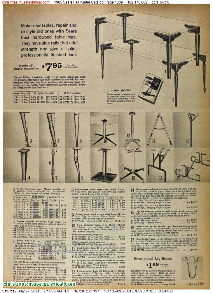 1965 Sears Fall Winter Catalog, Page 1309