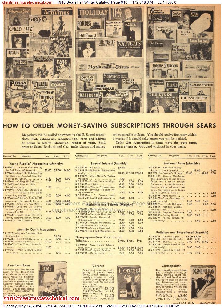 1948 Sears Fall Winter Catalog, Page 916