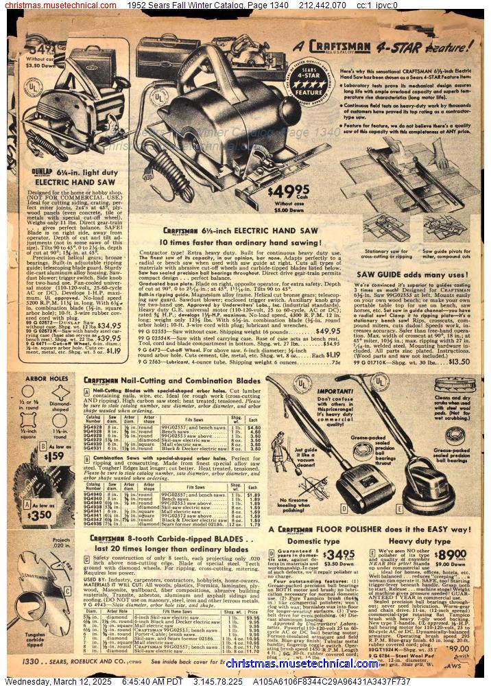 1952 Sears Fall Winter Catalog, Page 1340