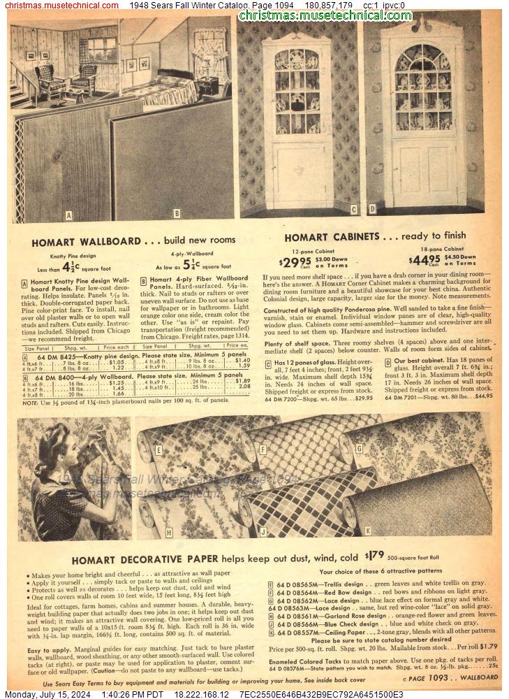 1948 Sears Fall Winter Catalog, Page 1094