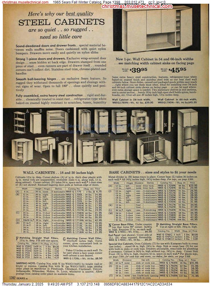 1965 Sears Fall Winter Catalog, Page 1398