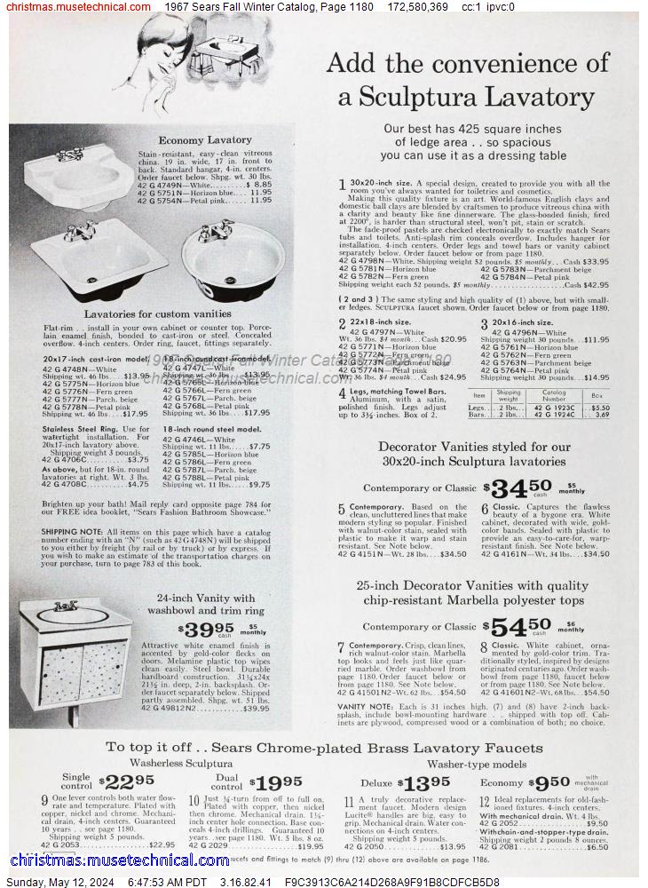 1967 Sears Fall Winter Catalog, Page 1180