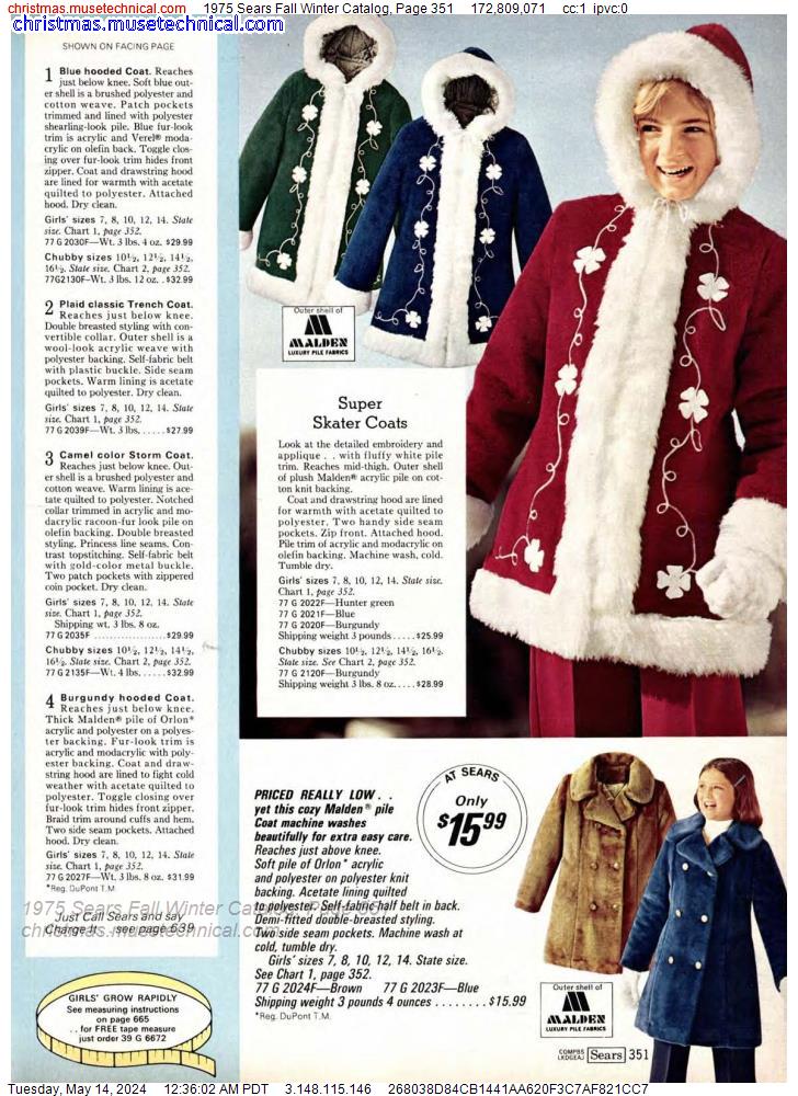 1975 Sears Fall Winter Catalog, Page 351