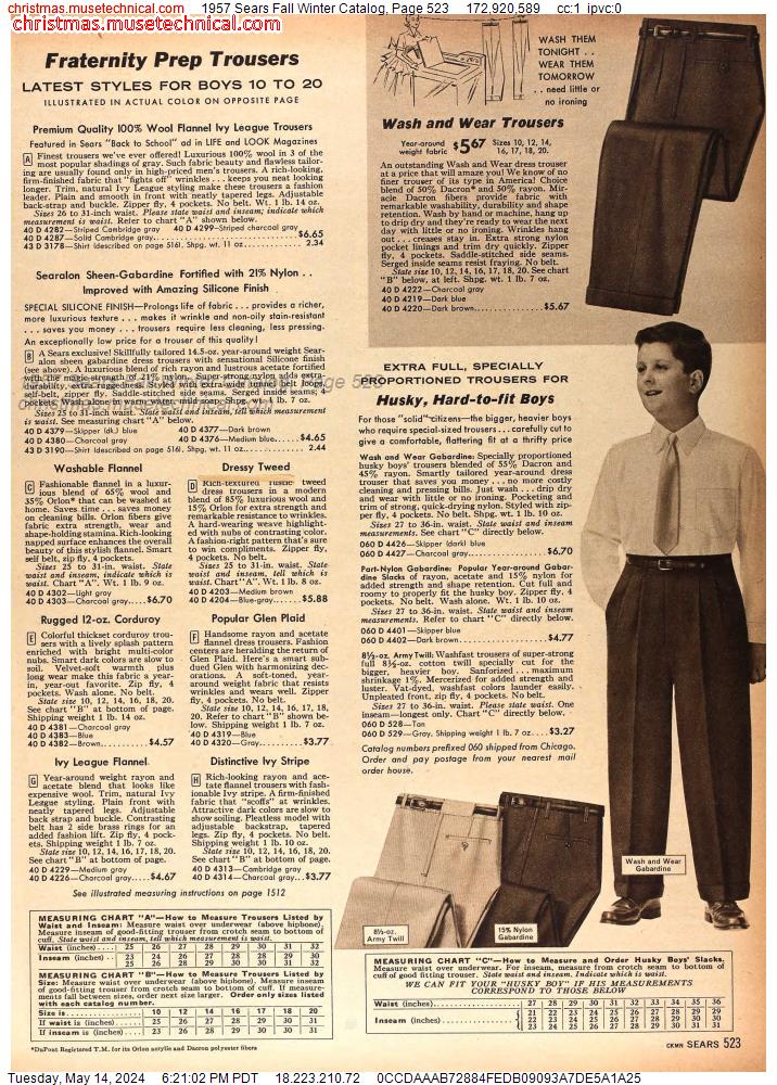 1957 Sears Fall Winter Catalog, Page 523