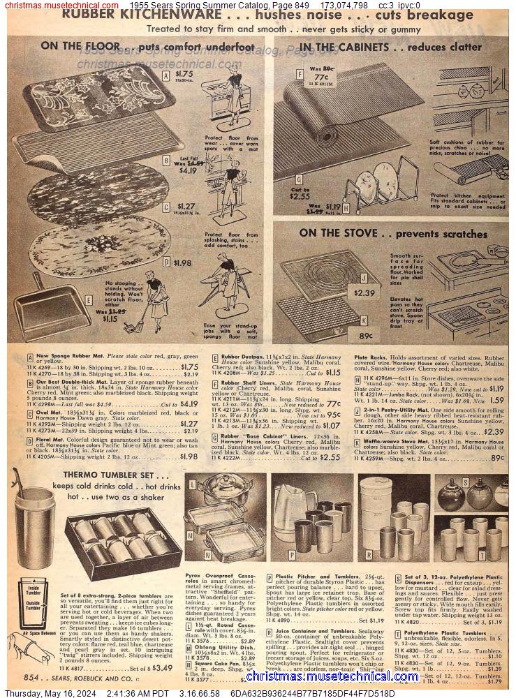 1955 Sears Spring Summer Catalog, Page 849