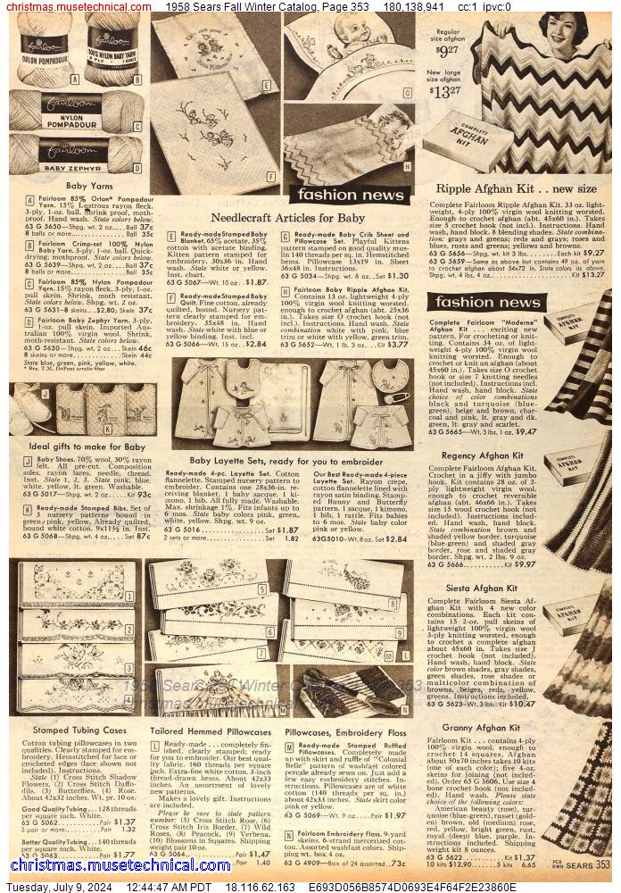 1958 Sears Fall Winter Catalog, Page 353