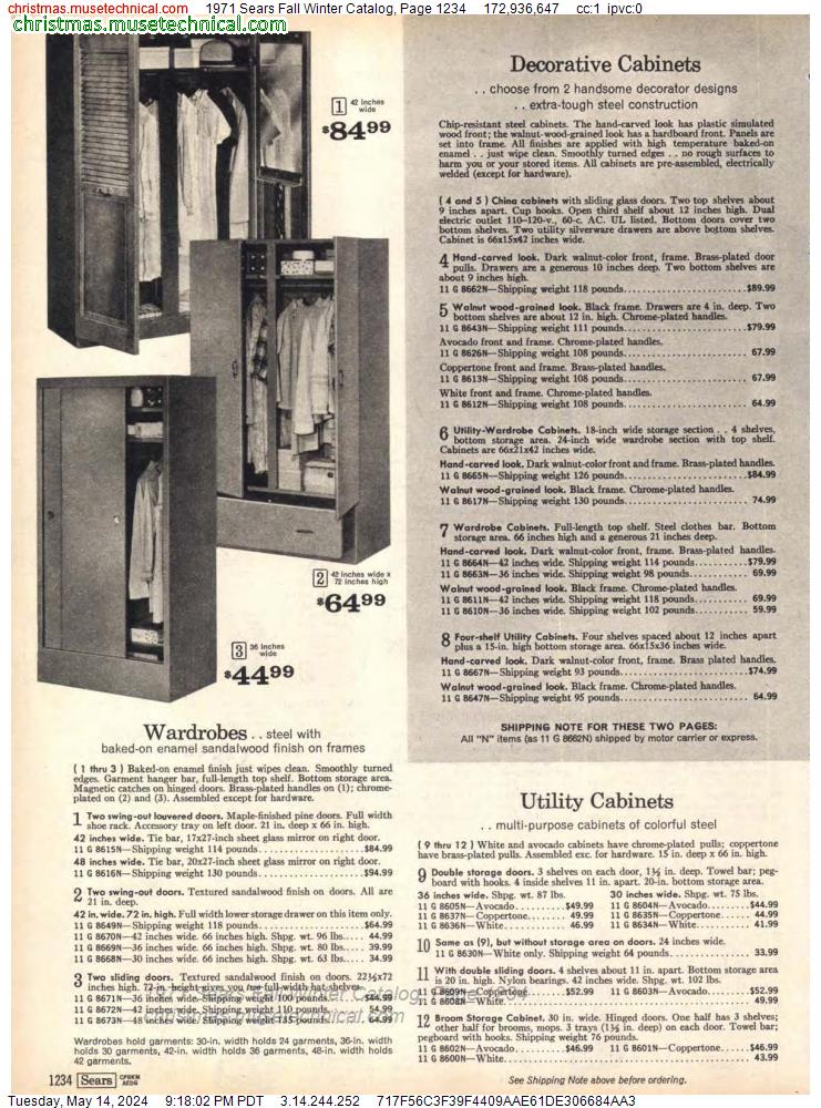 1971 Sears Fall Winter Catalog, Page 1234