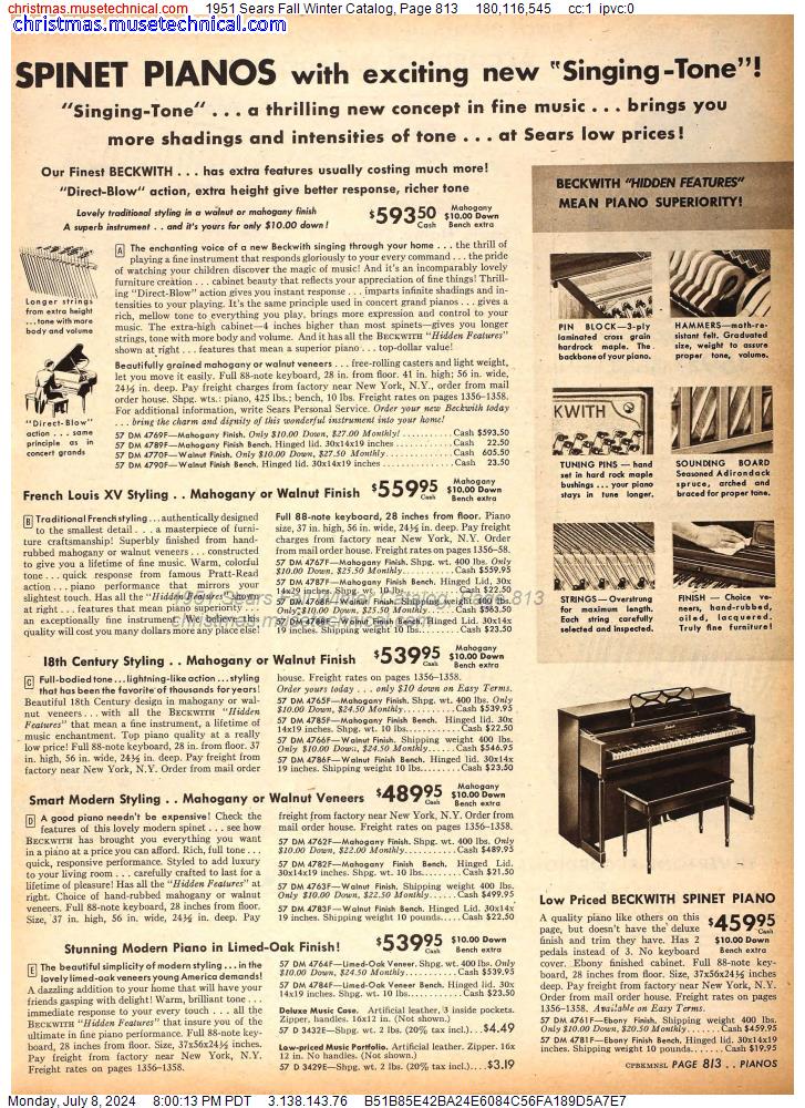 1951 Sears Fall Winter Catalog, Page 813