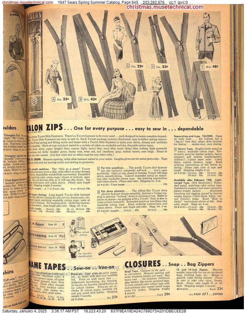 1947 Sears Spring Summer Catalog, Page 645