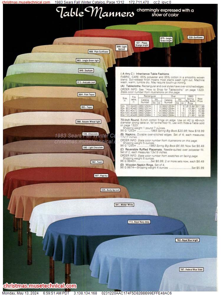 1983 Sears Fall Winter Catalog, Page 1312