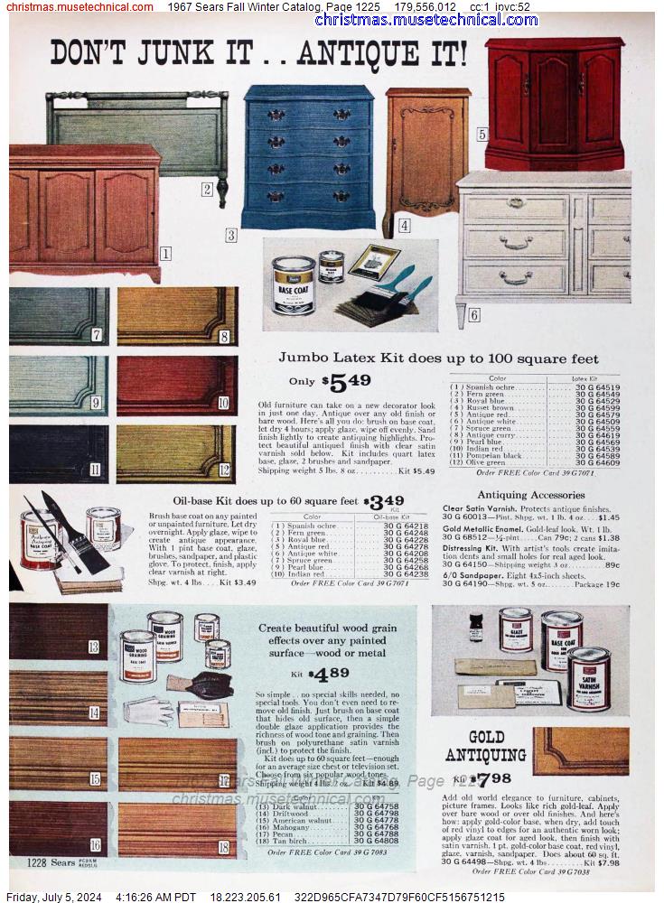 1967 Sears Fall Winter Catalog, Page 1225