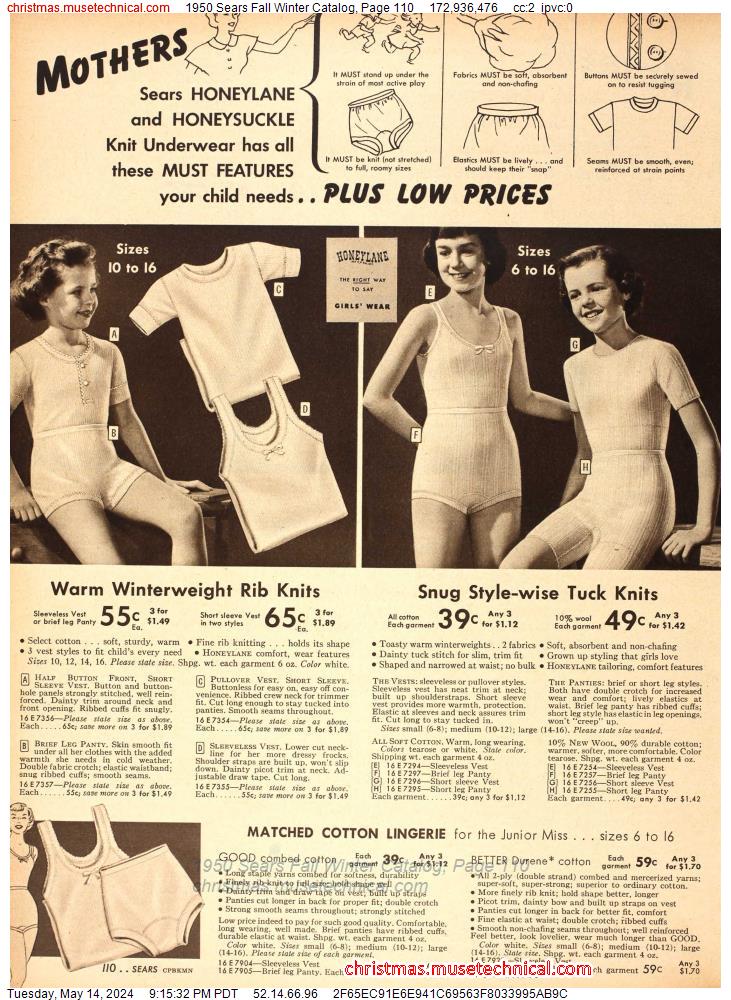 1950 Sears Fall Winter Catalog, Page 110