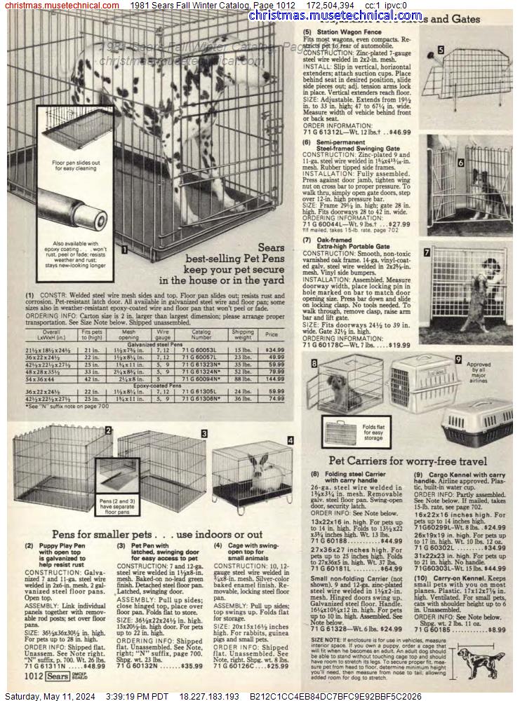 1981 Sears Fall Winter Catalog, Page 1012