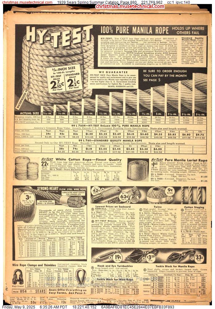 1939 Sears Spring Summer Catalog, Page 880