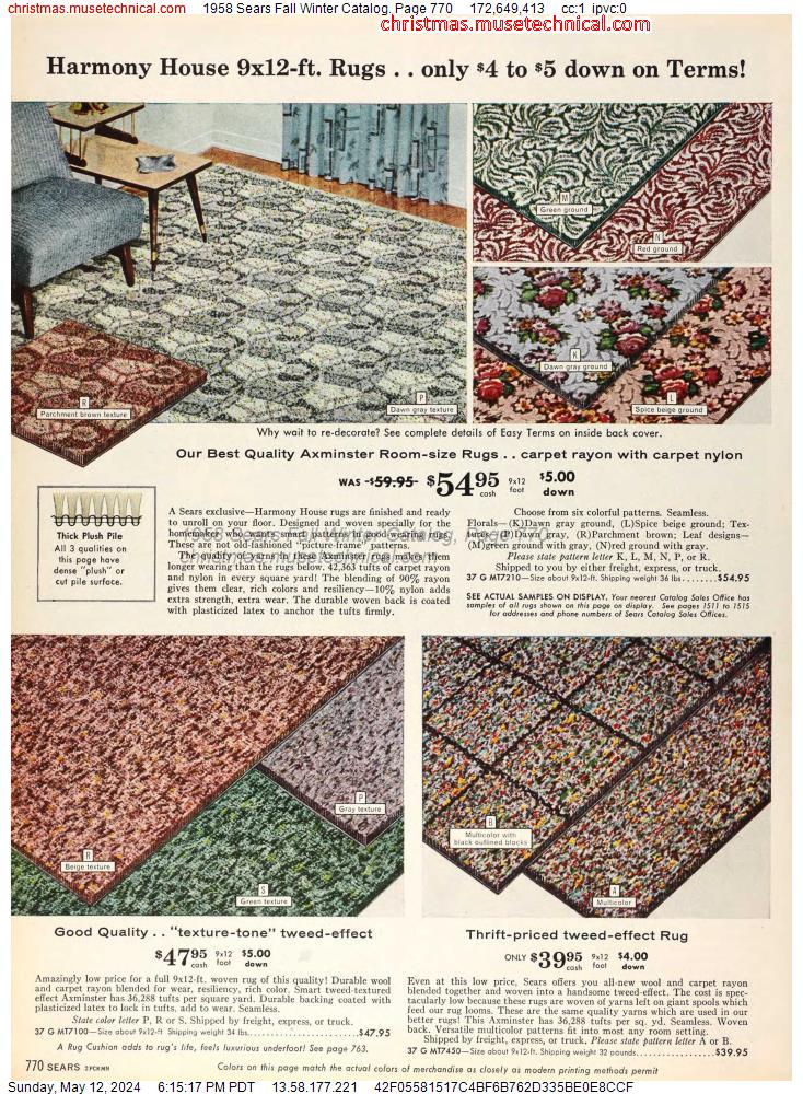 1958 Sears Fall Winter Catalog, Page 770