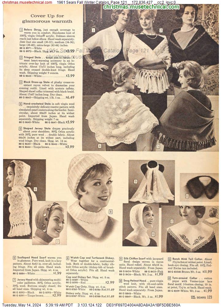 1961 Sears Fall Winter Catalog, Page 121