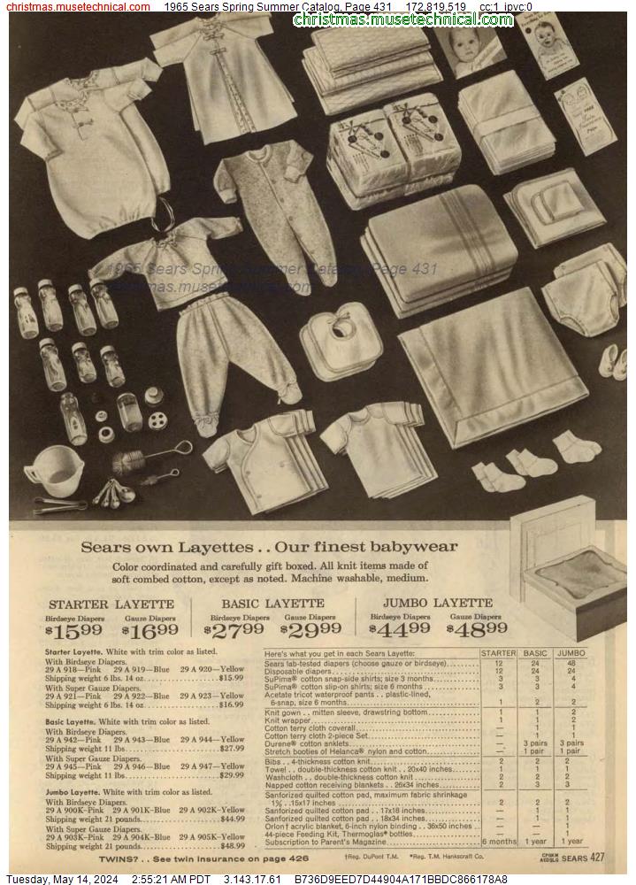 1965 Sears Spring Summer Catalog, Page 431