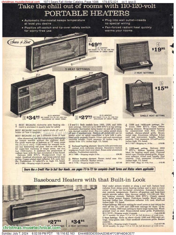 1971 Sears Fall Winter Catalog, Page 1086
