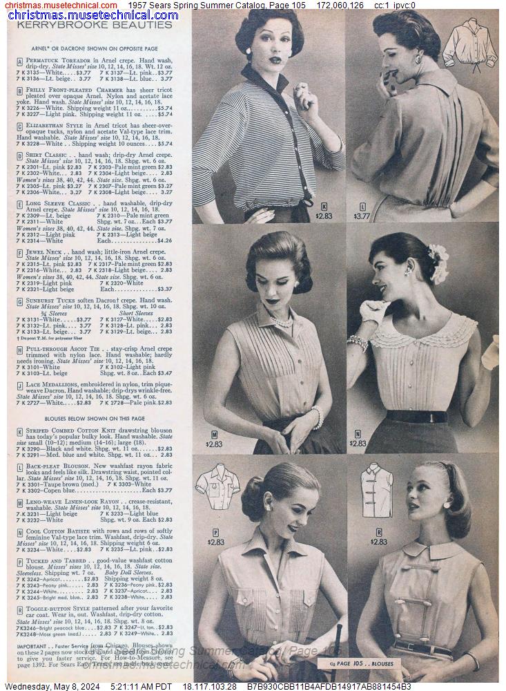 1957 Sears Spring Summer Catalog, Page 105