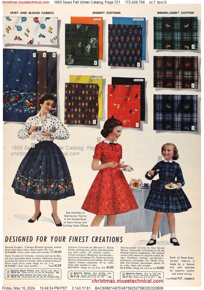1955 Sears Fall Winter Catalog, Page 721