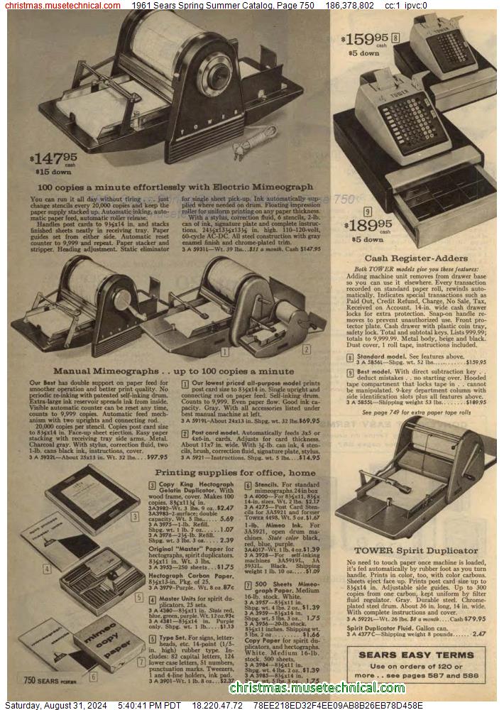 1961 Sears Spring Summer Catalog, Page 750