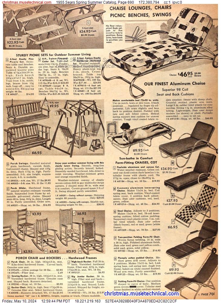 1955 Sears Spring Summer Catalog, Page 690