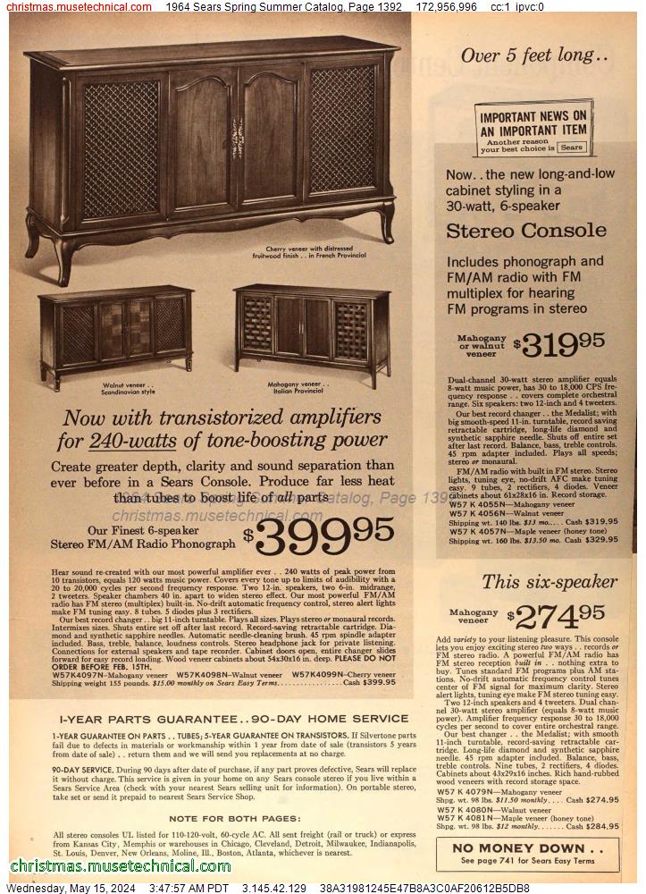 1964 Sears Spring Summer Catalog, Page 1392