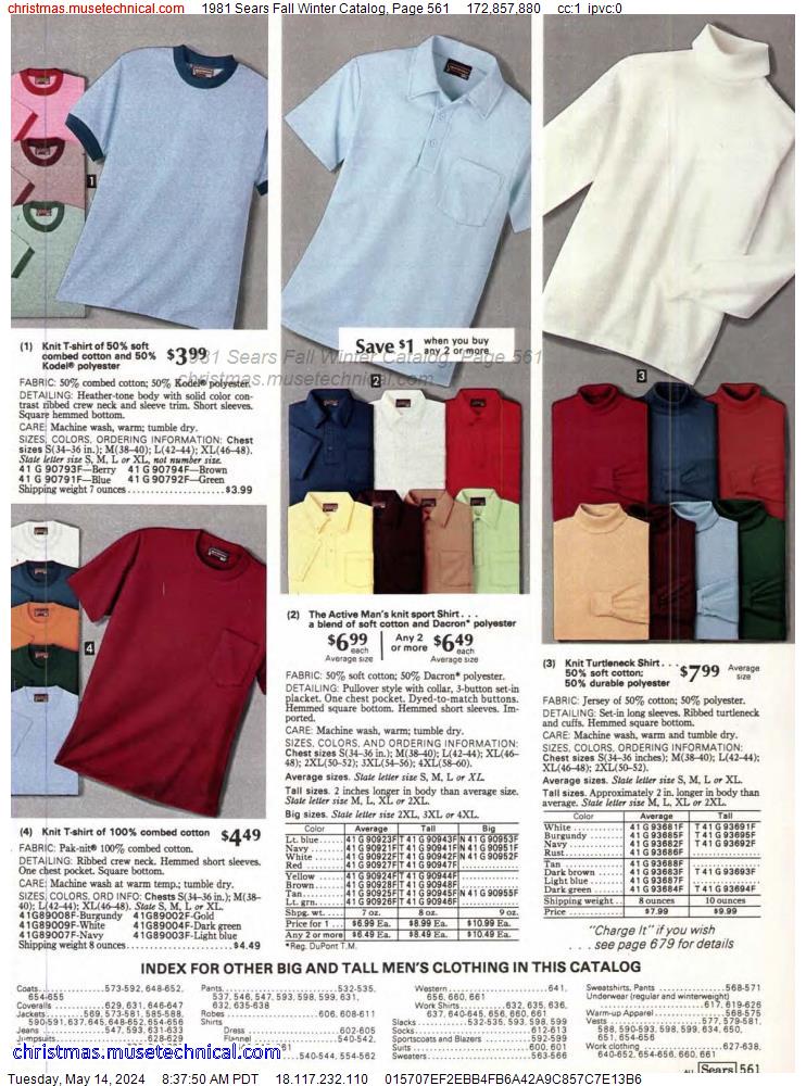 1981 Sears Fall Winter Catalog, Page 561