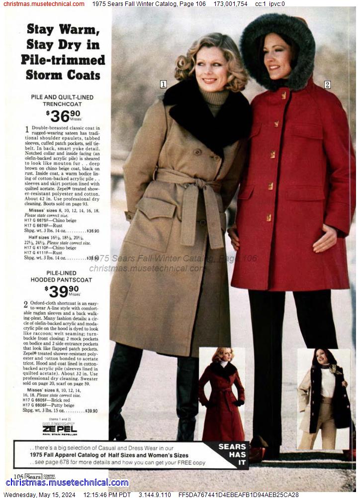 1975 Sears Fall Winter Catalog, Page 106