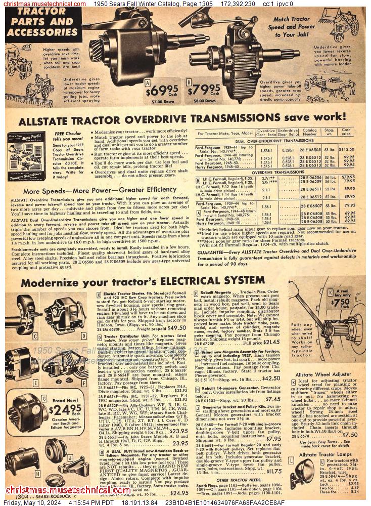 1950 Sears Fall Winter Catalog, Page 1305