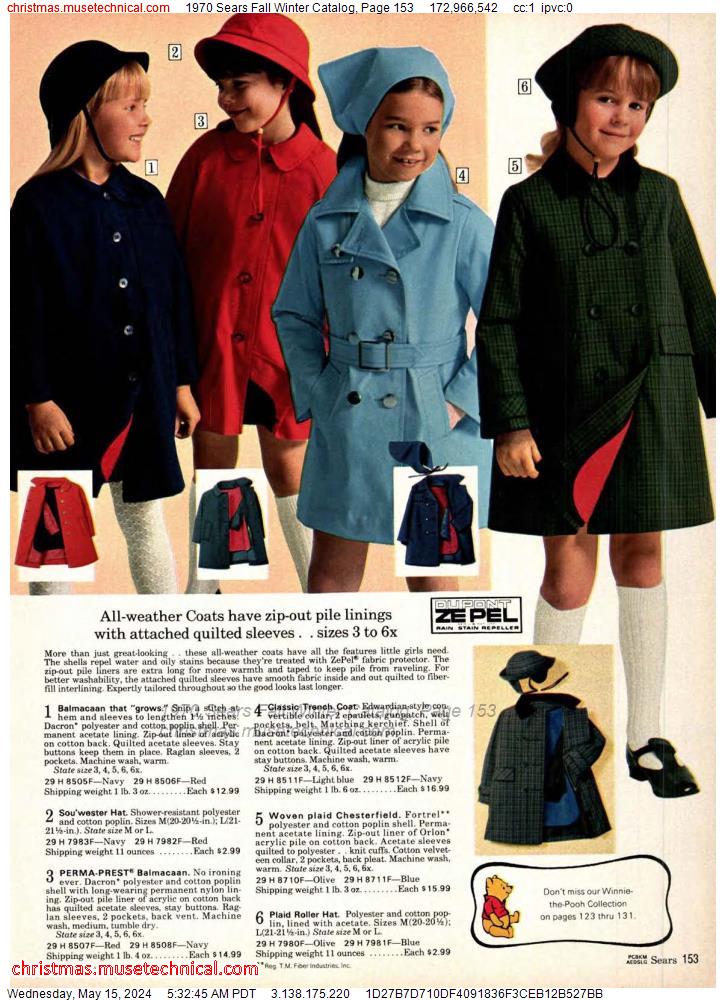 1970 Sears Fall Winter Catalog, Page 153