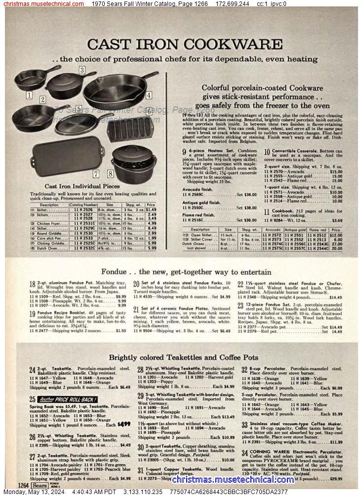 1970 Sears Fall Winter Catalog, Page 1266