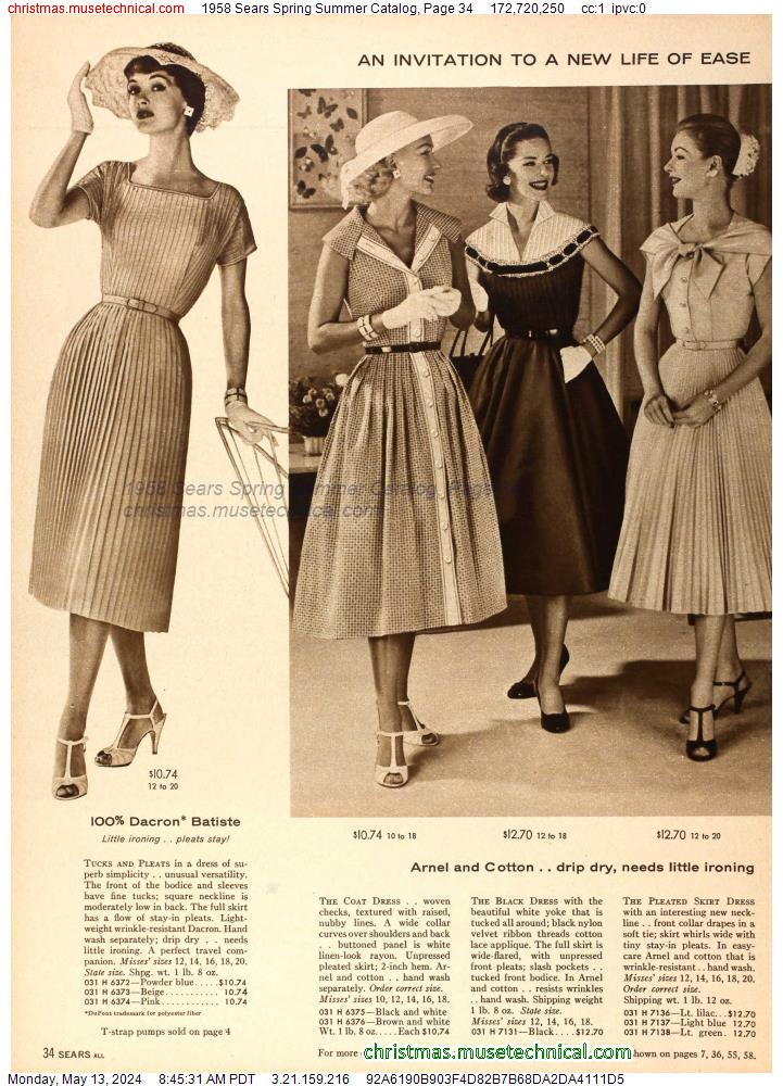1958 Sears Spring Summer Catalog, Page 34