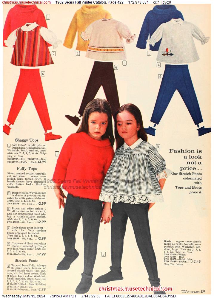 1962 Sears Fall Winter Catalog, Page 422