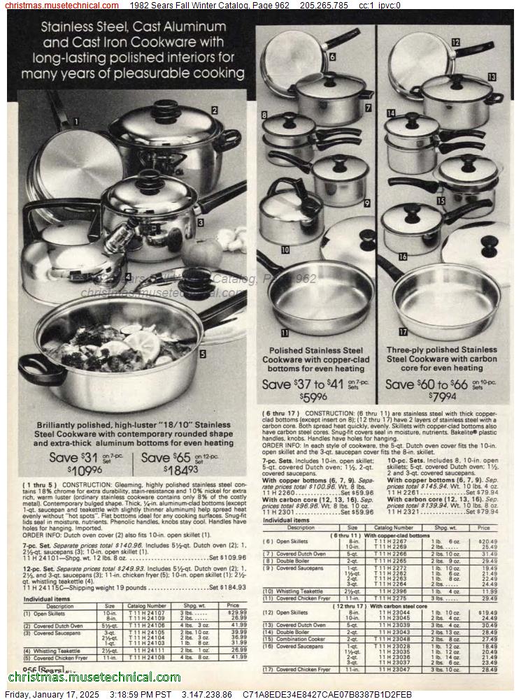 1982 Sears Fall Winter Catalog, Page 962