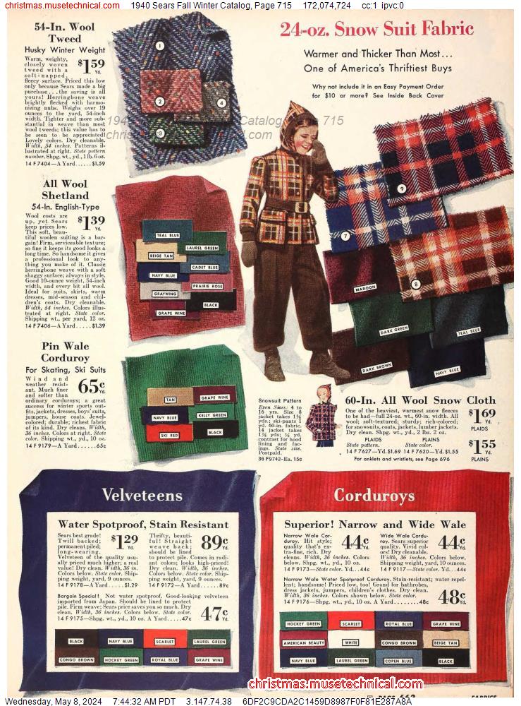 1940 Sears Fall Winter Catalog, Page 715