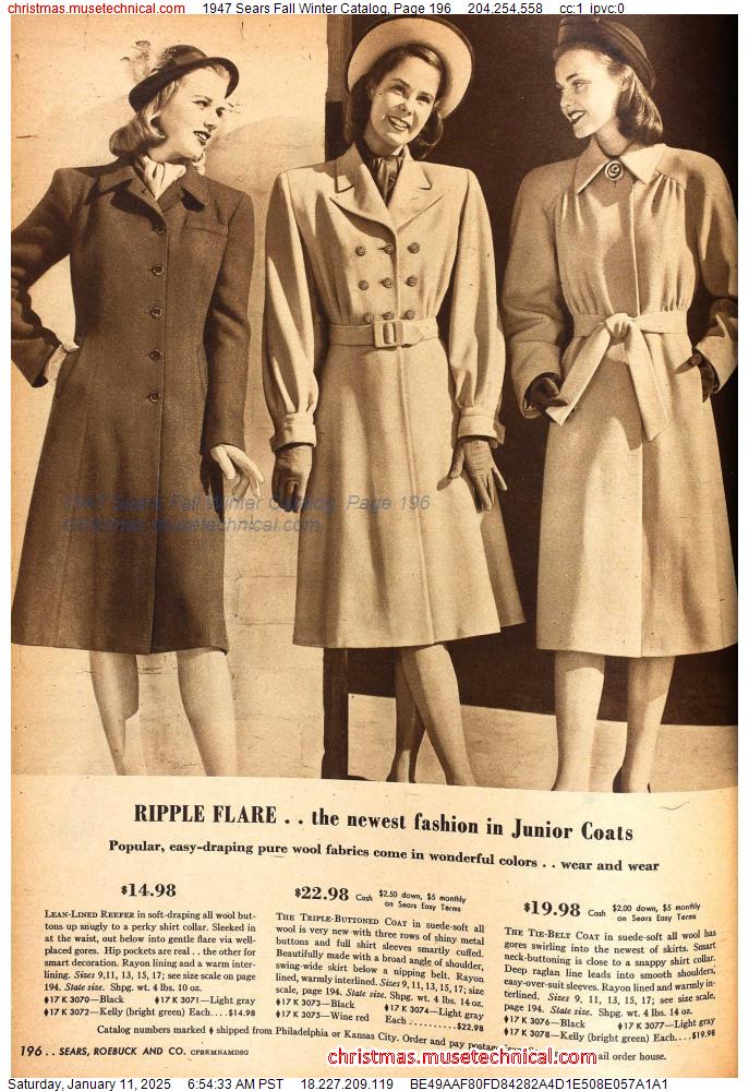 1947 Sears Fall Winter Catalog, Page 196