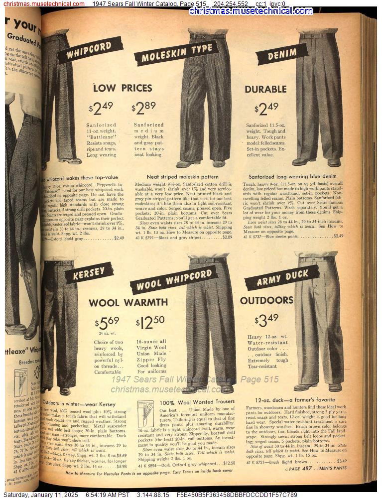 1947 Sears Fall Winter Catalog, Page 515