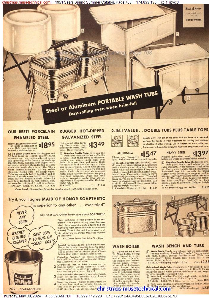 1951 Sears Spring Summer Catalog, Page 708
