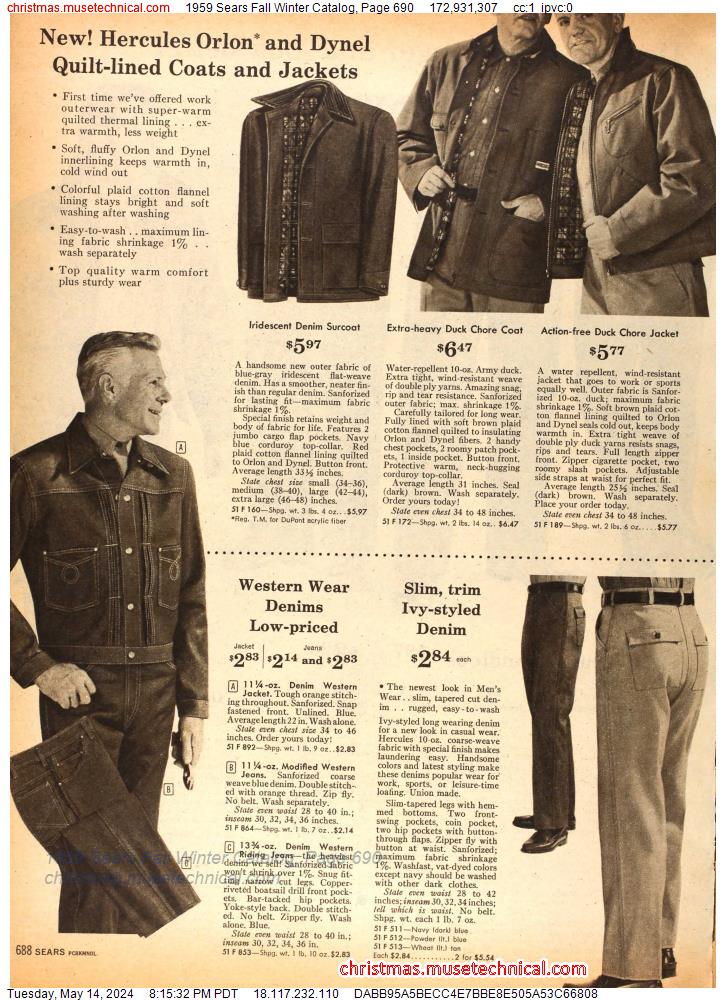 1959 Sears Fall Winter Catalog, Page 690