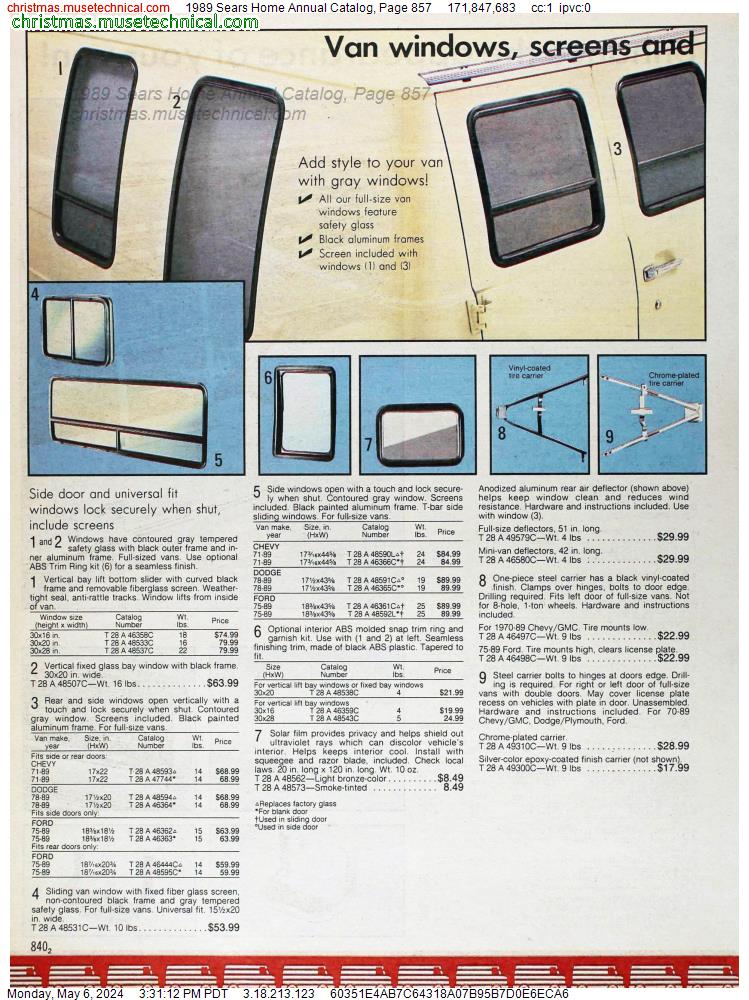 1989 Sears Home Annual Catalog, Page 857