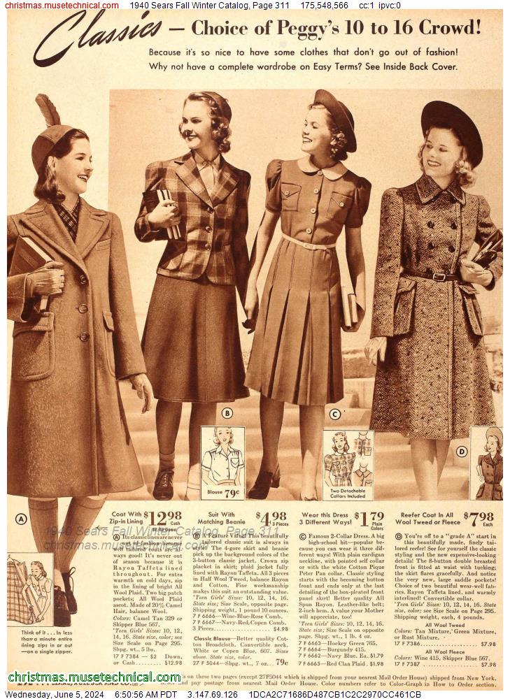 1940 Sears Fall Winter Catalog, Page 311