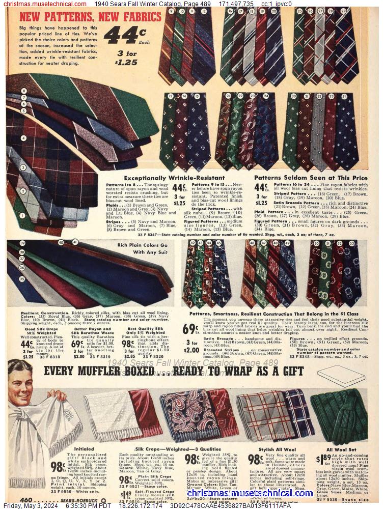1940 Sears Fall Winter Catalog, Page 489